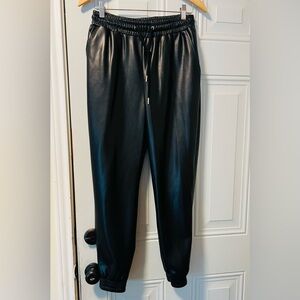 Bagatelle Black Leather Look Sweatpants Joggers